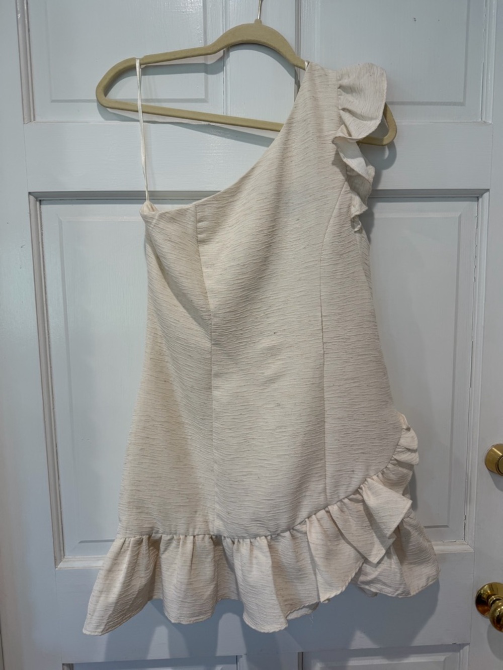 DO+BE One-Shoulder Ruffle Mini Dress in Ivory